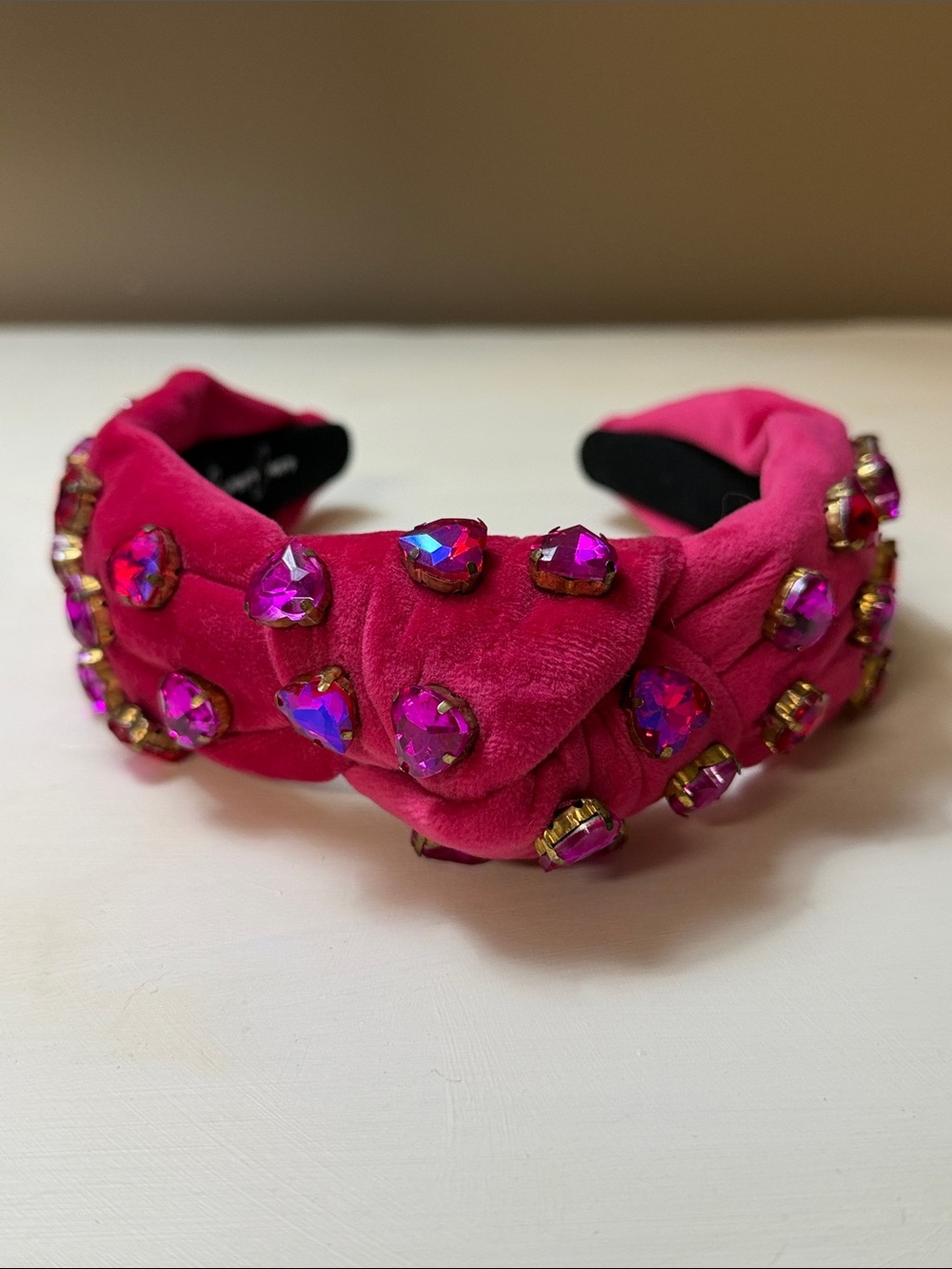 Fuchsia Velvet Knotted Crystal Headband